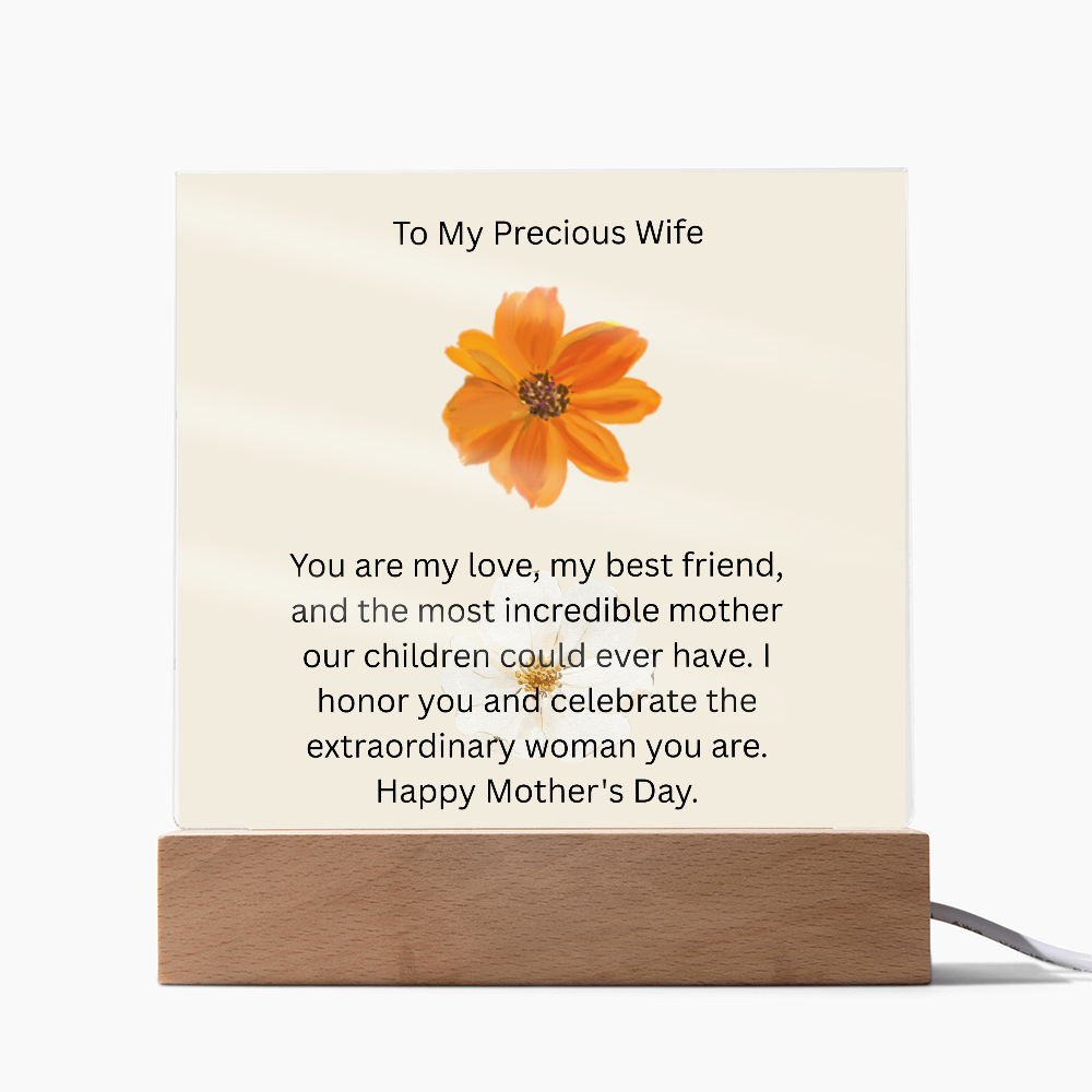 Acrylic Square Plaque - To My Precious Wife
