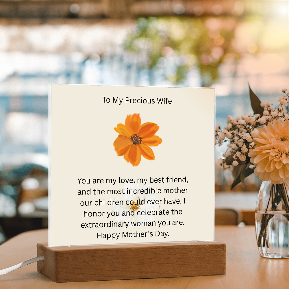 Acrylic Square Plaque - To My Precious Wife