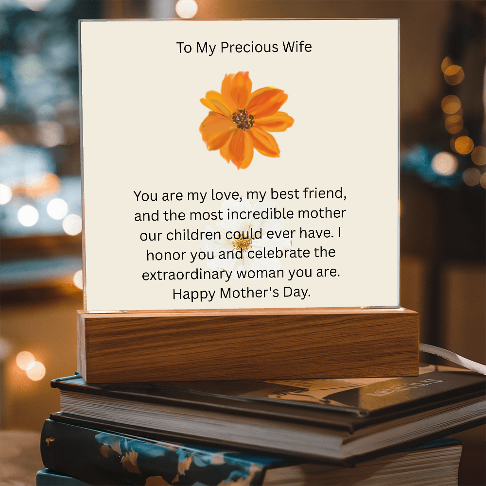Acrylic Square Plaque - To My Precious Wife