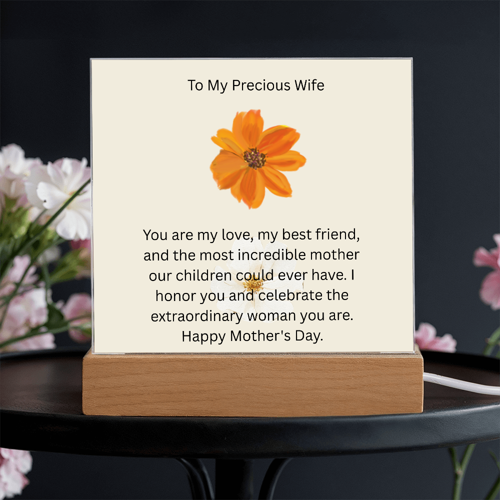 Acrylic Square Plaque - To My Precious Wife