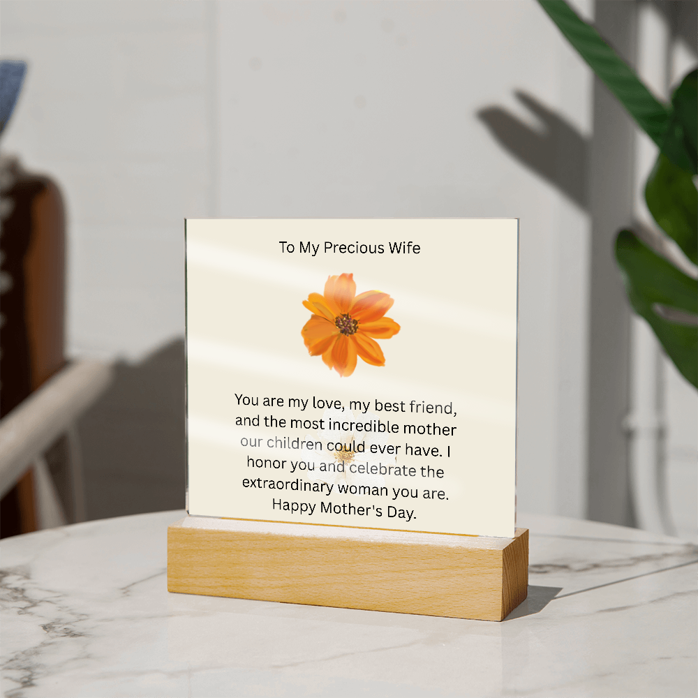 Acrylic Square Plaque - To My Precious Wife
