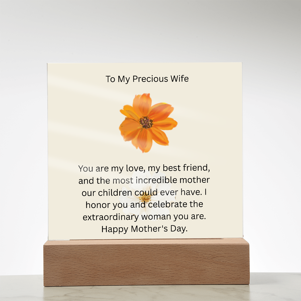 Acrylic Square Plaque - To My Precious Wife