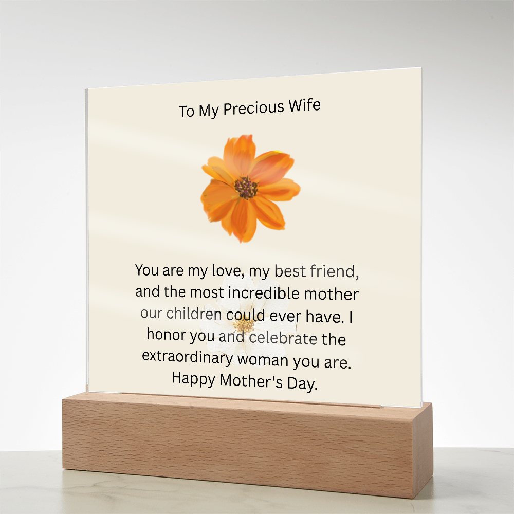 Acrylic Square Plaque - To My Precious Wife