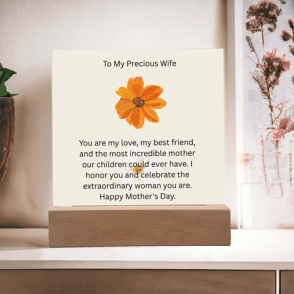 Acrylic Square Plaque - To My Precious Wife