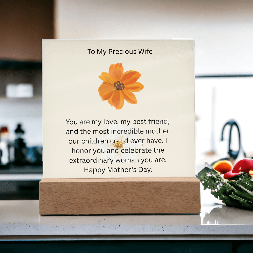 Acrylic Square Plaque - To My Precious Wife