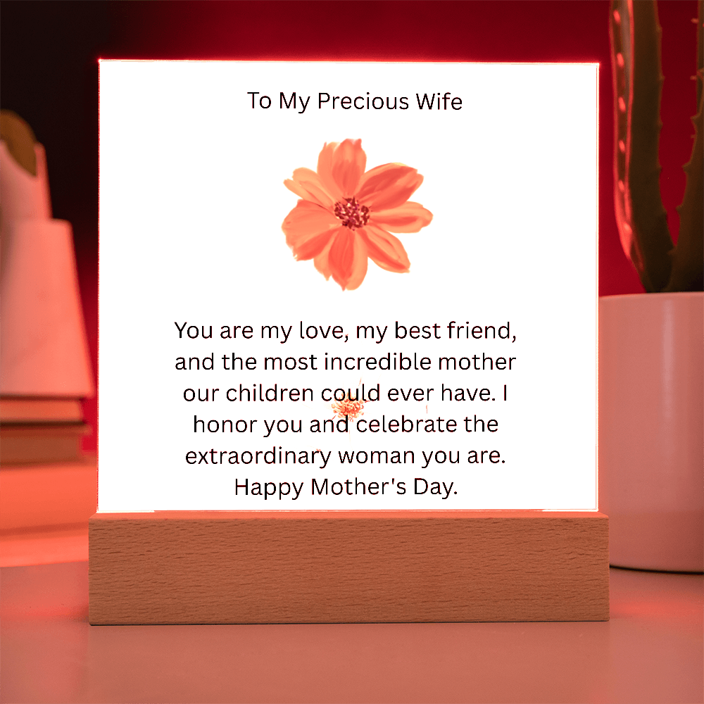 Acrylic Square Plaque - To My Precious Wife