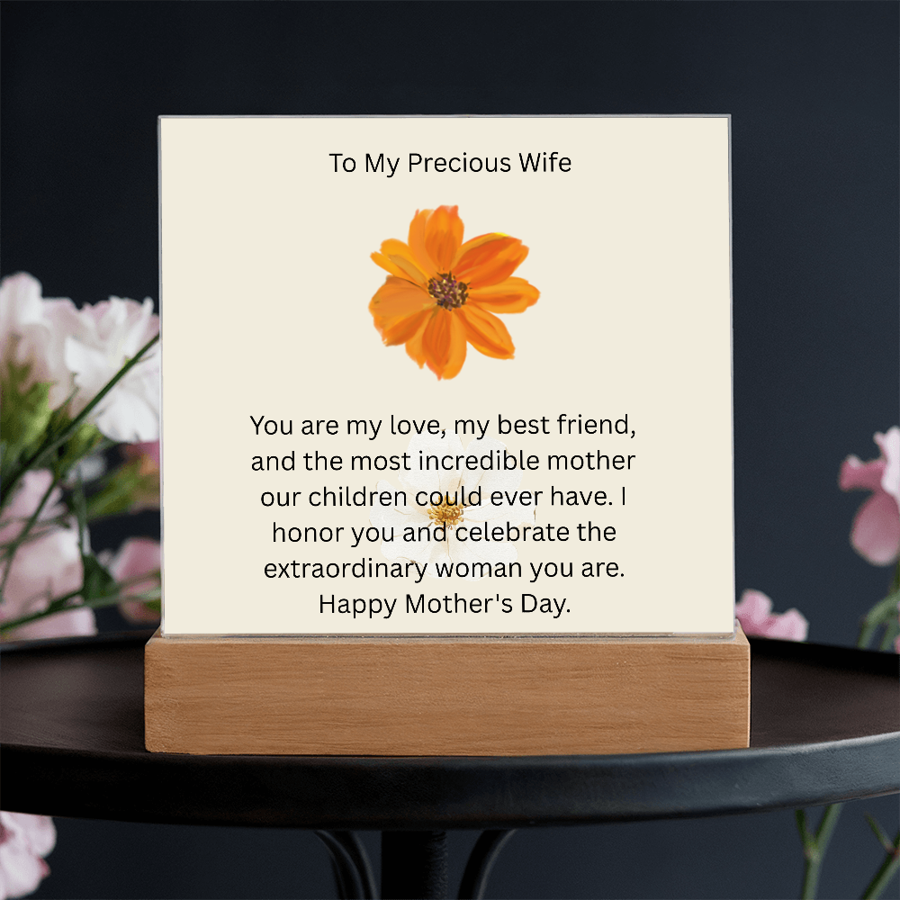 Acrylic Square Plaque - To My Precious Wife