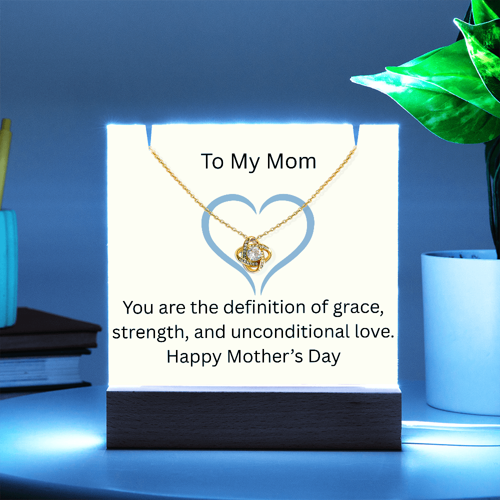 To Mom - Keepsake Acrylic Bundle & Love Knot Necklace