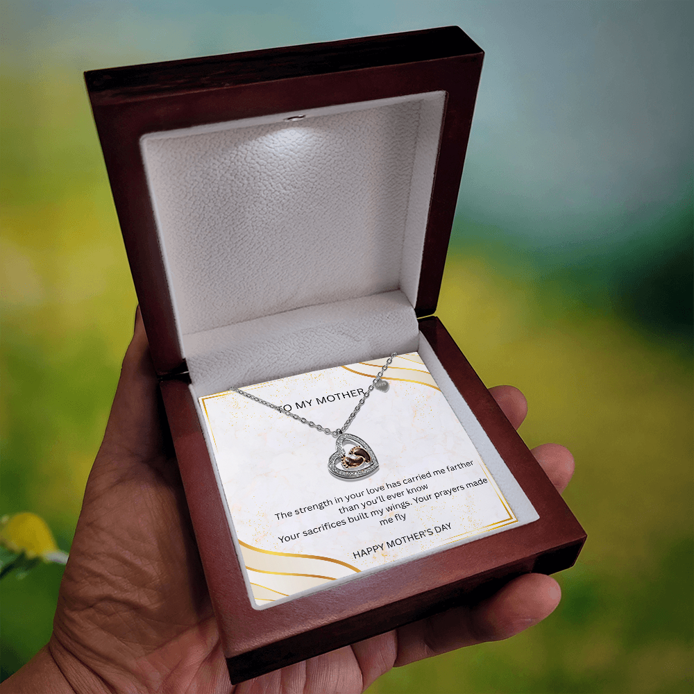 To My Mother - Baby Feet Heart Pendant Necklace