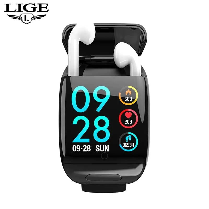 LIGE Sports Smart Watch with Bluetooth Earphones