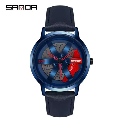 Men's 3D Car Wheel Sports Watch - Waterproof Quartz