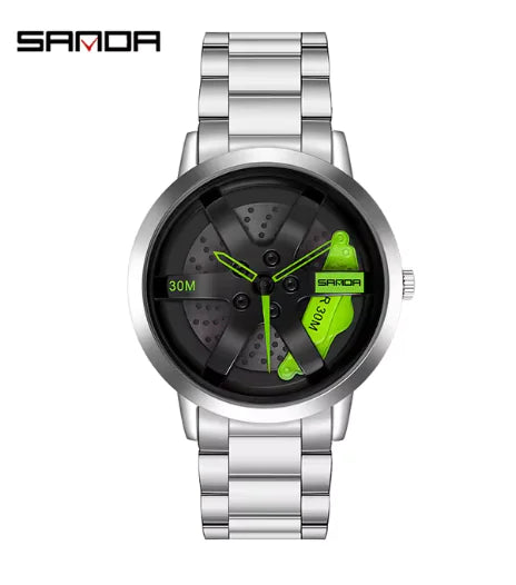 Men's 3D Car Wheel Sports Watch - Waterproof Quartz