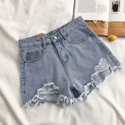 Denim Shorts High Waist Ripped Jeans