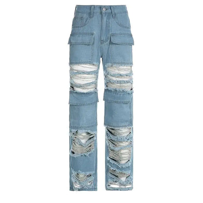 Distorted Ripped Leg Jeans