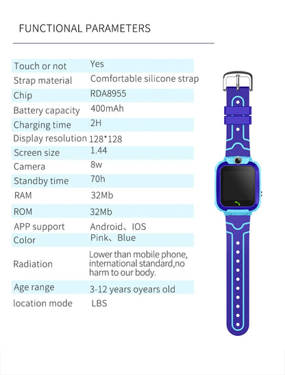 New Q12 Waterproof Children's Smart Watch Sim Card LBS Location Tracker Voice Chat Flashlight Children's Smart Phone Watch reloj