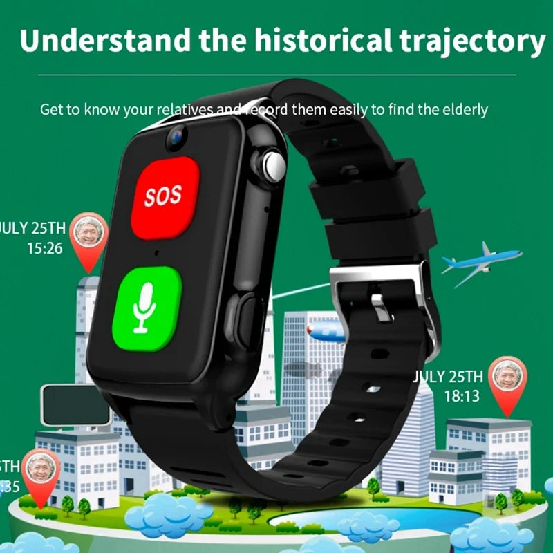 Elderly GPS Watch 4G Tracking Bracelet Health Temperature SOS Old People Locator GPS Tracker Wristwatch With Camera