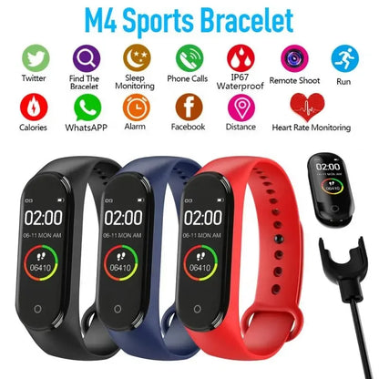 M4 Wristband Sport Fitness Pedometer Color Screen Smart Bracelet Blood Pressure Walk Step Counter Smart Band Watch