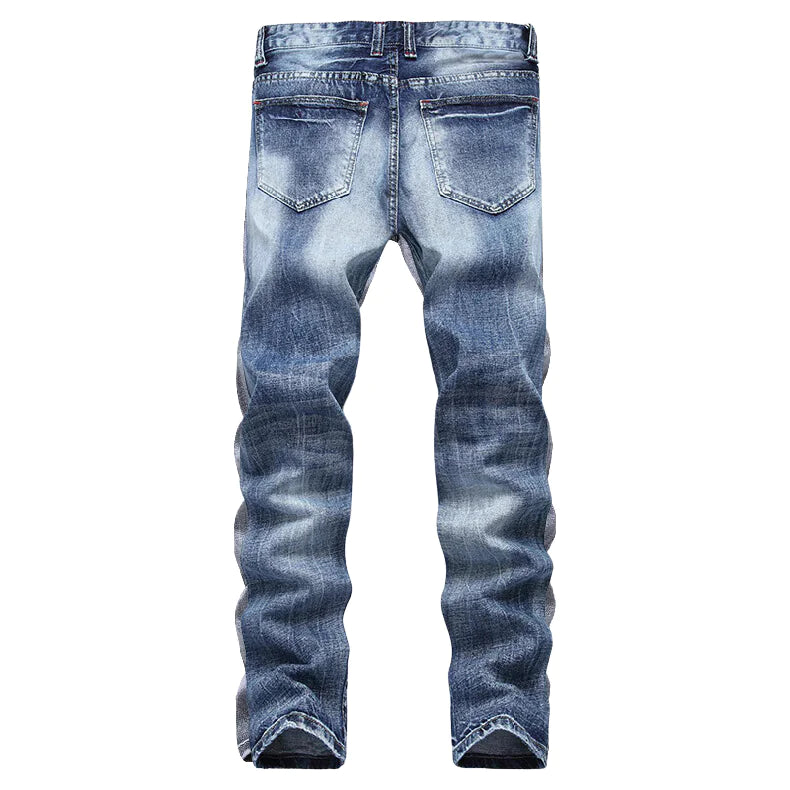 Cross Border Men's Ripped Straight Regular Jeans