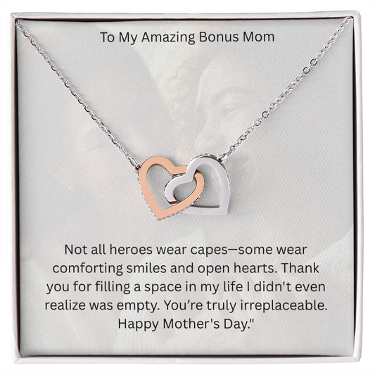 Interlocking Hearts Necklace - To My Amazing Bonus Mom