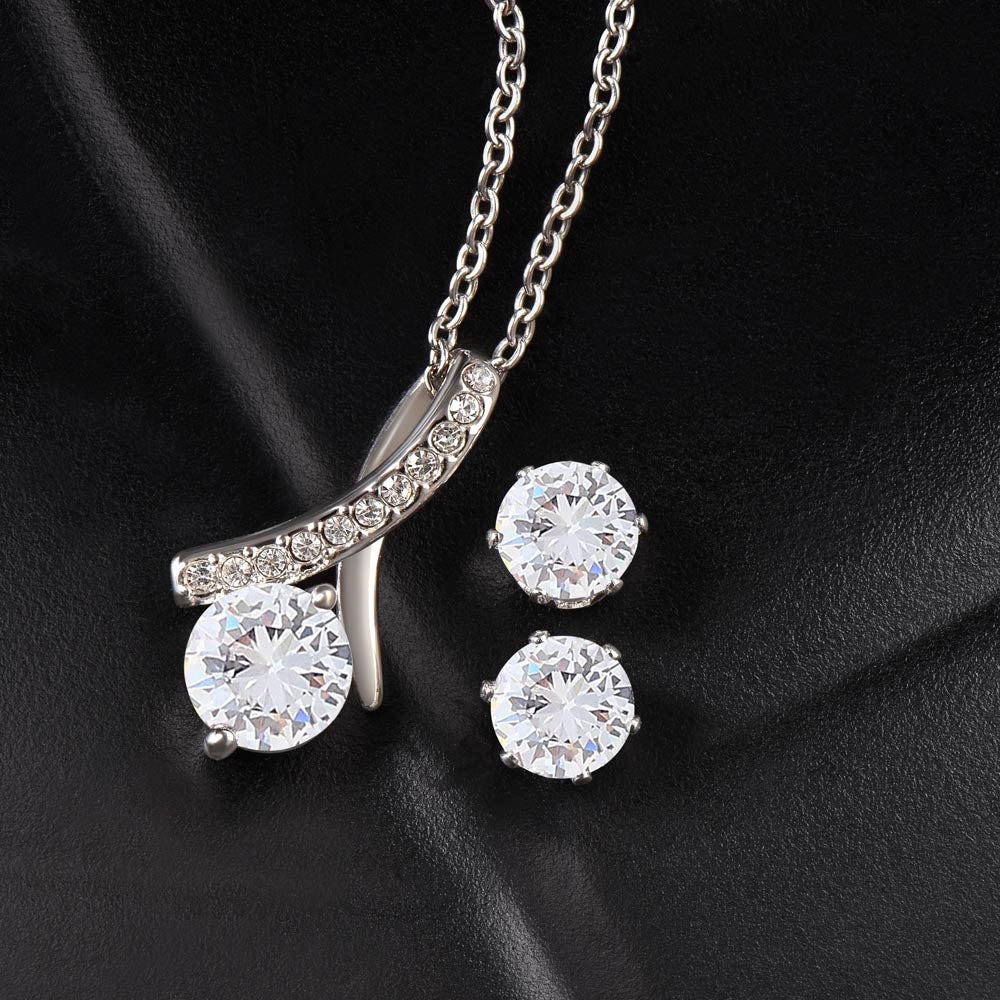 Mom Forever Thankful - Alluring Beauty Necklace and Cubic Zirconia Earring Set