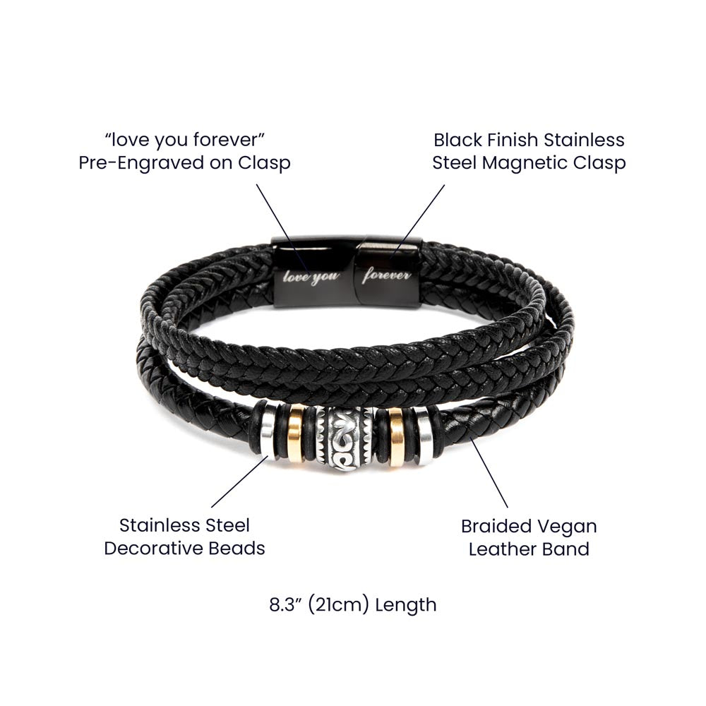 Dad Never Forget That I Love You - Leather Bracelet