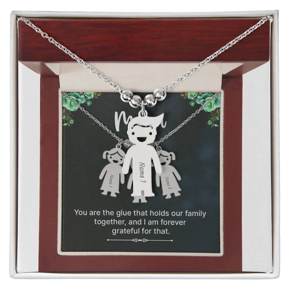 To Mom - The glue of our Family - Charm Necklace