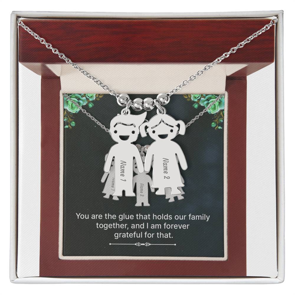 To Mom - The glue of our Family - Charm Necklace