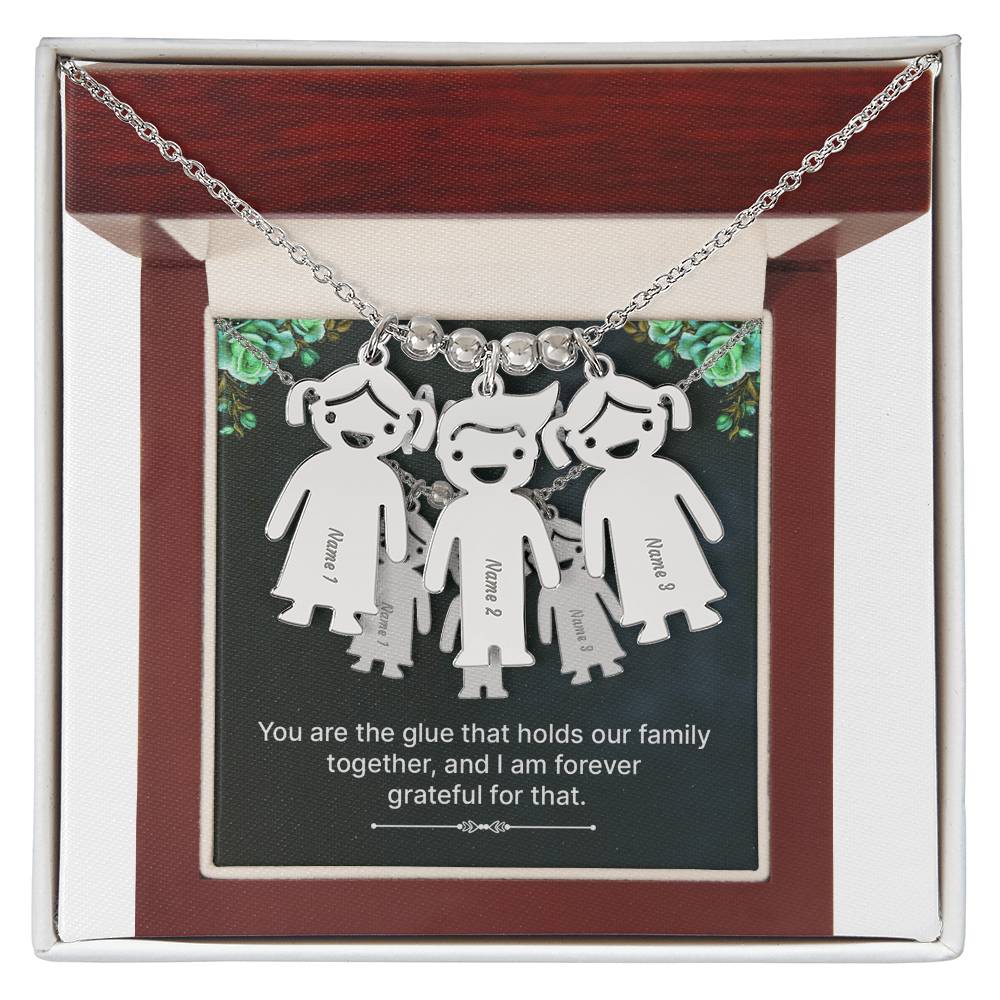 To Mom - The glue of our Family - Charm Necklace