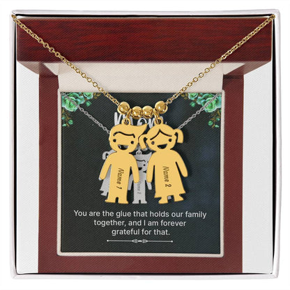 To Mom - The glue of our Family - Charm Necklace