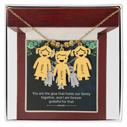 To Mom - The glue of our Family - Charm Necklace