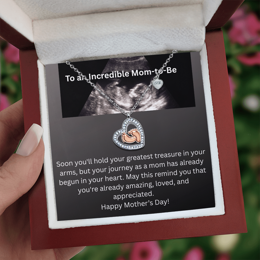 Baby Feet Heart Necklace - Mom-To-Be