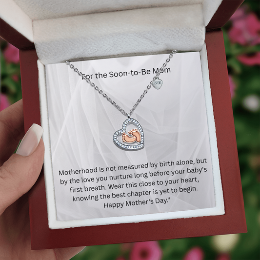 Baby Feet Heart Necklace - For the Soon-to-Be Mom,