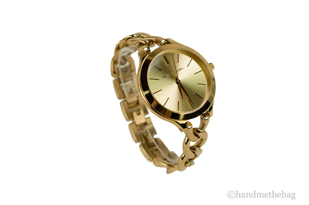 MIchael Kors (MK3222) Slim Runway Gold Toned Stainless Steel Chain Band Watch