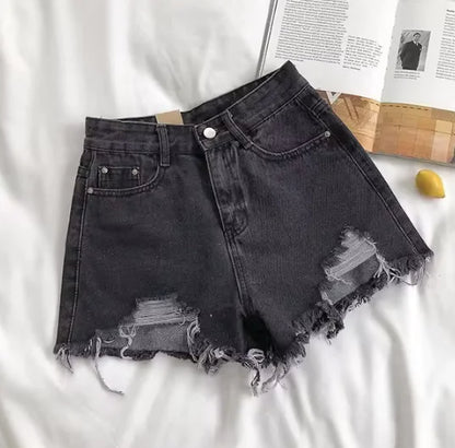 Denim Shorts High Waist Ripped Jeans